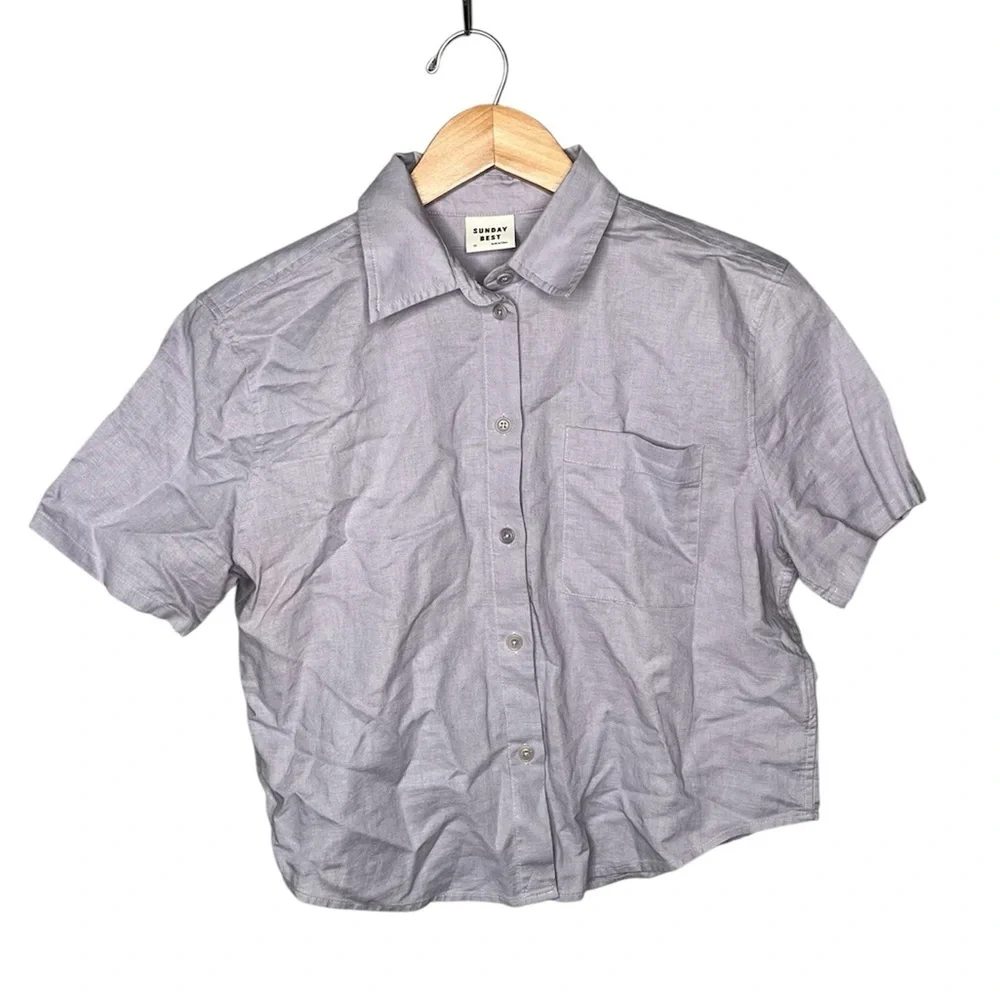Aritzia Sunday Best Linen Organic Cotton Eliza Shirt - Lavender - Picture 2 of 12